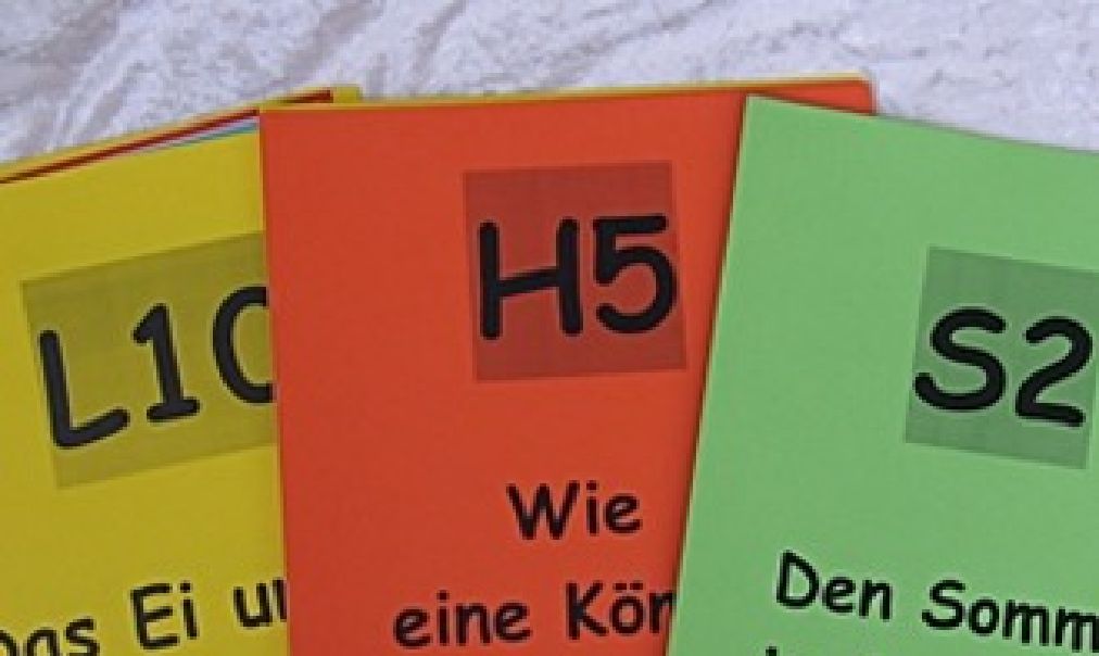 Große bunte Karten mit Beckenbodenyoga-Übungen